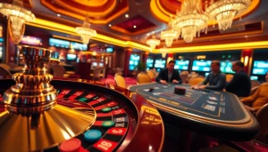 WW88 showcases an exciting casino scene with players at a blackjack table and a spinning roulette wheel.