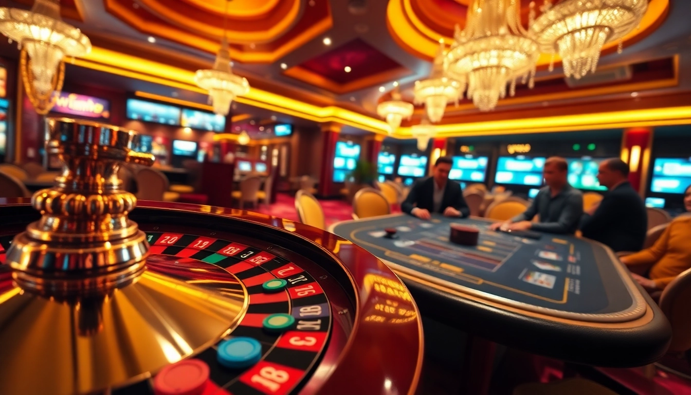 WW88 showcases an exciting casino scene with players at a blackjack table and a spinning roulette wheel.