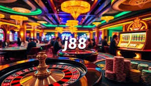 Experience the thrill of j88 nổ hũ with players enjoying slot games and vibrant casino ambiance.