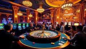 Experience the thrill of RR88 with a lively casino scene featuring eager gamblers at the roulette table.