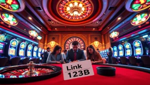 Players engaging in a thrilling game at a casino while using Link 123B for online betting strategies and rewards.